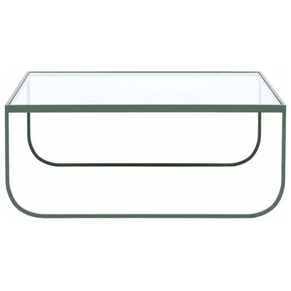 FDB Mu00f8bler Tische-Asplund Tati Couchtisch, 90 cm, hoch, Khakigrün - Klarglas
