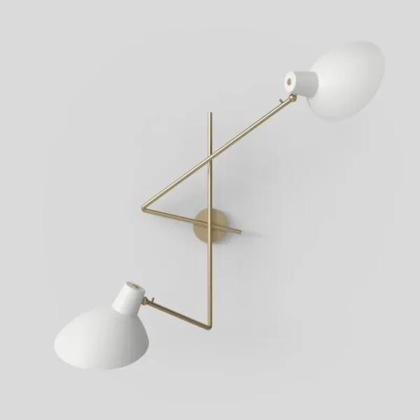 Secto Design Wandleuchten-Astep VV Cinquanta Twin Wandleuchte, Messing - Weiß
