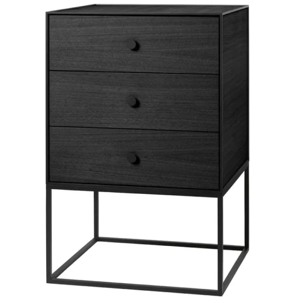 Audo Copenhagen Tische-Frame 49 Sideboard mit 3 Schubladen, Esche schwarz gebeizt