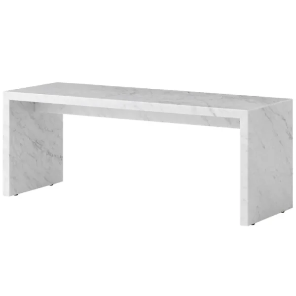 GUBI Tische-Audo Copenhagen Plinth Bridge Tisch, weißer Carrara-Marmor