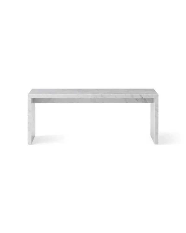 GUBI Tische-Audo Copenhagen Plinth Bridge Tisch, weißer Carrara-Marmor