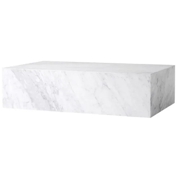 Audo Copenhagen Tische-Plinth Tisch, niedrig, weißer Carrara Marmor