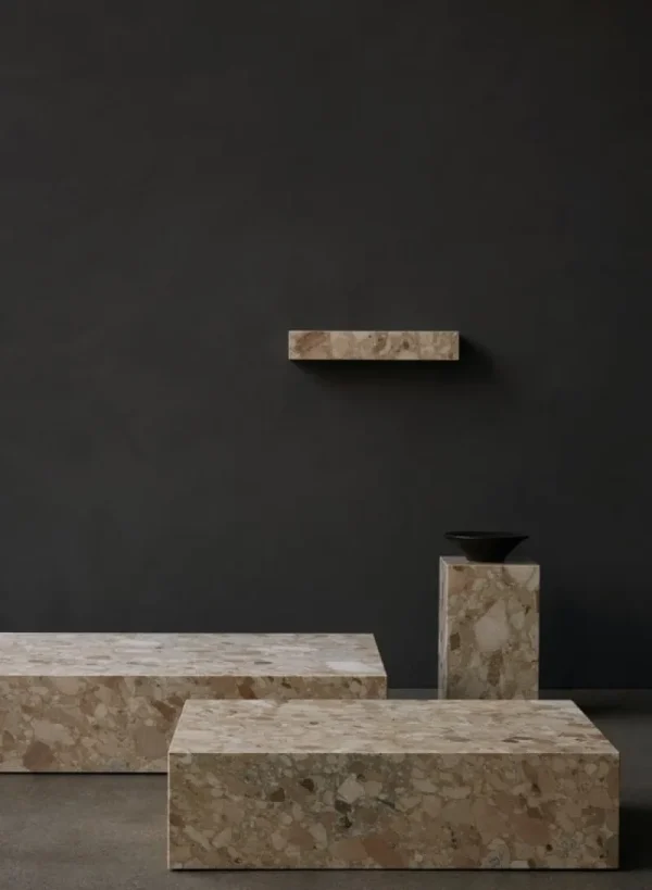 Viccarbe Tische-Audo Copenhagen Plinth Tisch, hoch, Kunis-Breccia-Marmor