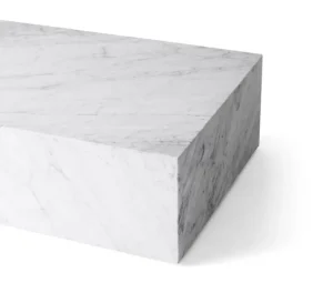 Audo Copenhagen Tische-Plinth Tisch, niedrig, weißer Carrara Marmor