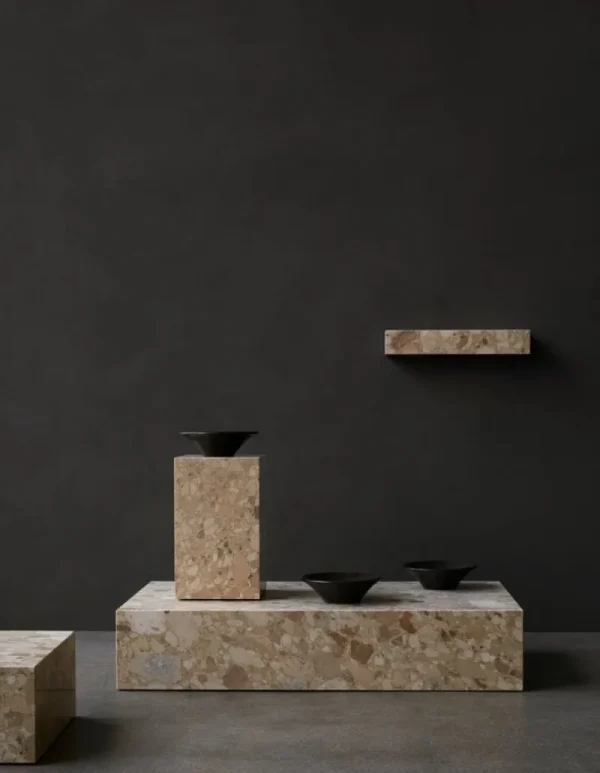 Viccarbe Tische-Audo Copenhagen Plinth Tisch, hoch, Kunis-Breccia-Marmor