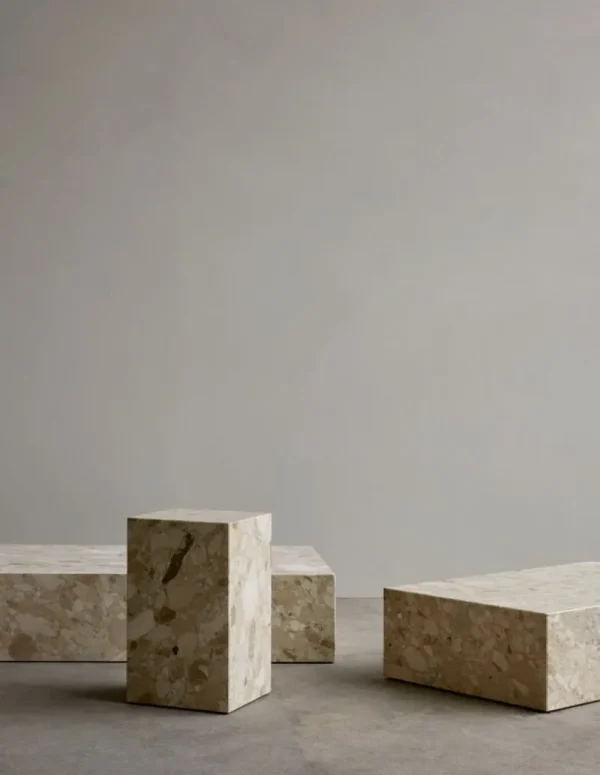 FDB Mu00f8bler Tische-Audo Copenhagen Plinth Tisch, tief, Kunis-Breccia-Marmor