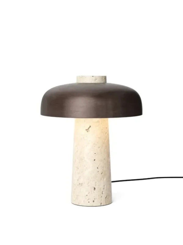 HAY Tischlampen-Audo Copenhagen Reverse Tischleuchte, brüniertes Messing - Travertin