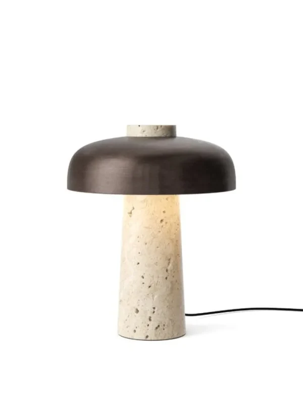 HAY Tischlampen-Audo Copenhagen Reverse Tischleuchte, brüniertes Messing - Travertin