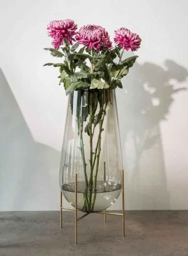 Audo Copenhagen Vasen-Vase Échasse, groß, rauchgrau