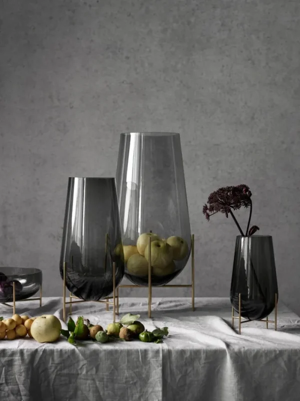 Audo Copenhagen Vasen-Vase Échasse, groß, rauchgrau
