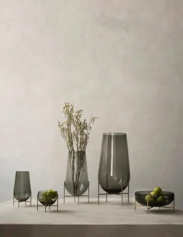 Audo Copenhagen Vasen-Vase Échasse, groß, rauchgrau