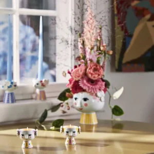 Normann Copenhagen Kerzen Und Kerzenhalter-Bjørn Wiinblad Eva Teelichthalter, 2 Stück, 6,5 cm, Gelb - Lavendelblau