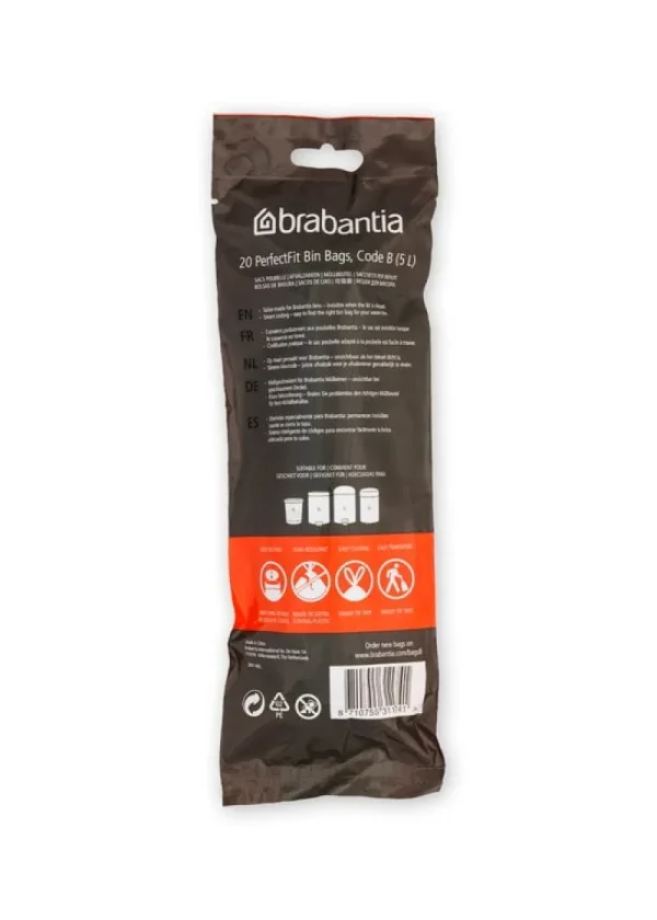 Brabantia Papierkörbe & Recycling-behälter | Abfalleimer^PerfectFit Müllbeutel, 5 l, 20 Stück, B, Weiß