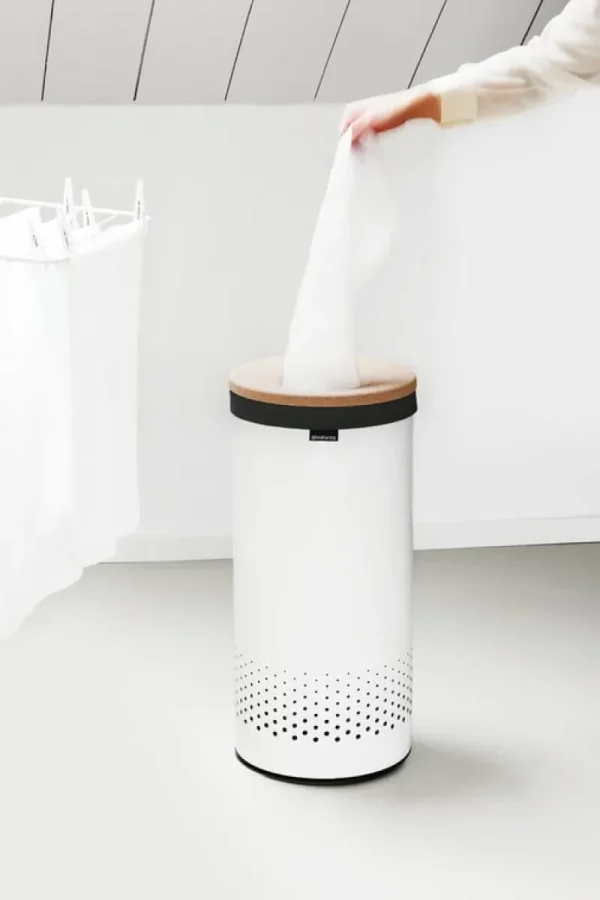 Brabantia Wäschekörbe^Wäschebehälter, 35 l, weiß - Korkdeckel
