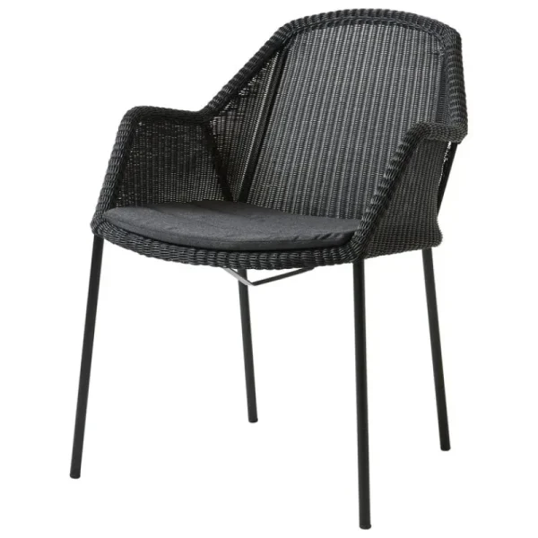 Cane-line Outdoor-textilien^Breeze Sitzkissen für stapelbaren Esszimmerstuhl, schwarz