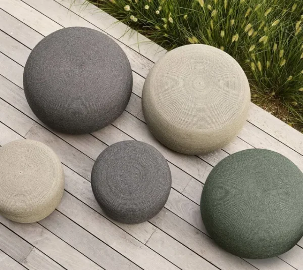 Cane-line Terrassenmöbel | Sitzgelegenheiten^Circle Fußhocker, groß, rund, Dunkelgrün