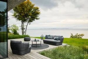 Cane-line Terrassenmöbel | Sitzgelegenheiten^Circle Fußhocker, groß, rund, Dunkelgrau