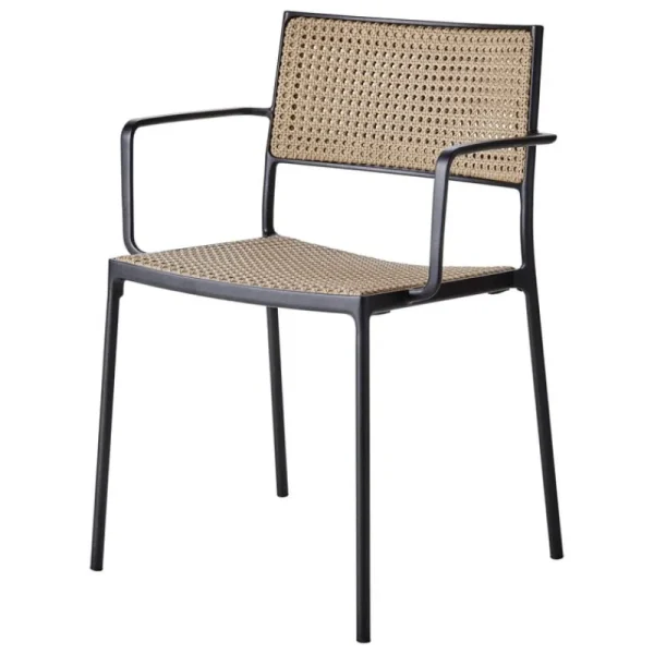 Cane-line Terrassenmöbel^Less Sessel, stapelbar, Grau - Französisches Geflecht Natur