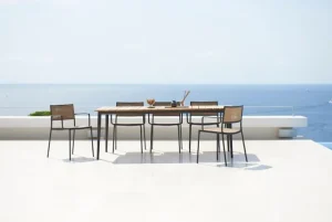 Cane-line Terrassenmöbel^Less Sessel, stapelbar, Grau - Französisches Geflecht Natur