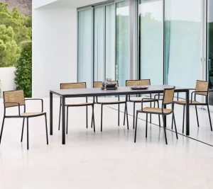 Cane-line Terrassenmöbel^Less Sessel, stapelbar, Grau - Französisches Geflecht Natur