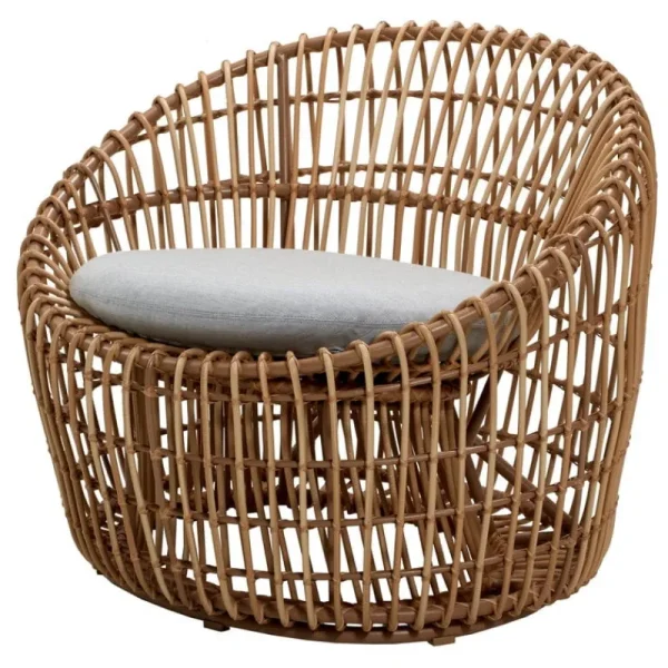 Cane-line Terrassenmöbel^Nest Sessel, rund, Natur – Hellgrau