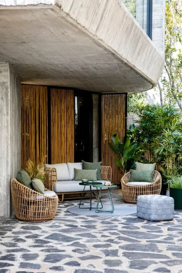 Cane-line Terrassenmöbel^Nest Sessel, rund, Natur – Hellgrau