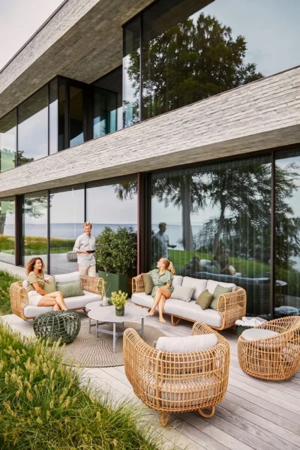 Cane-line Terrassenmöbel^Nest Sessel, rund, Natur – Hellgrau