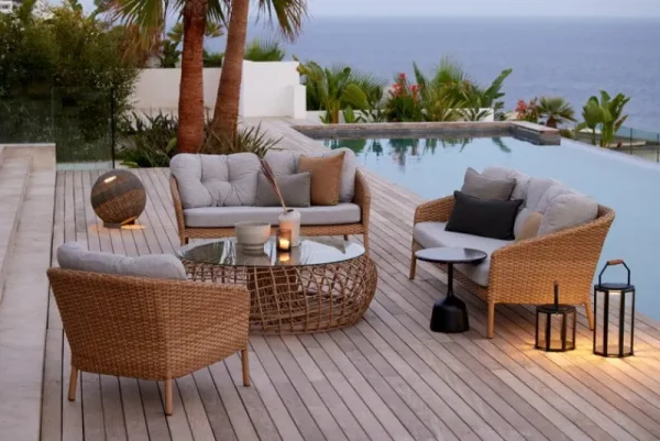 Cane-line Terrassenmöbel^Ocean Loungesessel, groß, Natur - Weißgrau