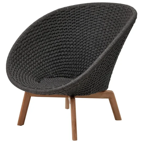 Cane-line Terrassenmöbel^Peacock Loungesessel, Teakholz – Dunkelgrau