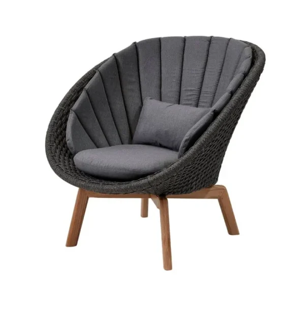 Cane-line Terrassenmöbel^Peacock Loungesessel, Teakholz – Dunkelgrau