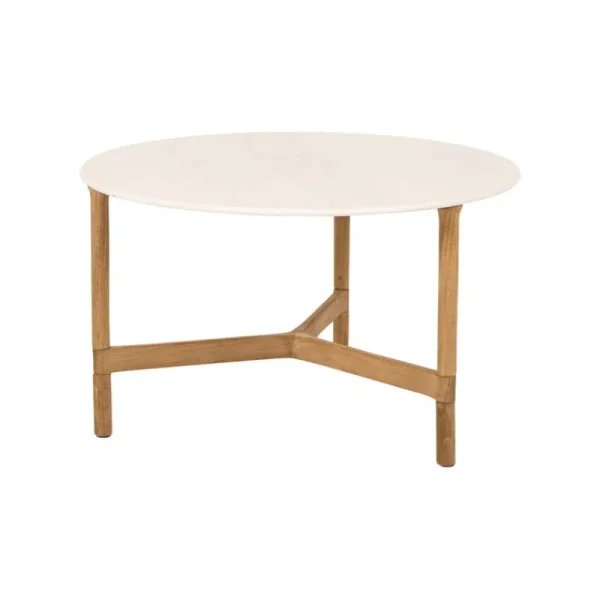 Cane-line Terrassenmöbel | Tische^Twist Couchtisch, Durchmesser: 70 cm, Teakholz – Travertin-Optik