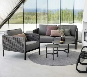 Cane-line Terrassenmöbel | Tische^Twist Couchtisch, Durchmesser: 45 cm, Lavagrau – Fossilschwarz