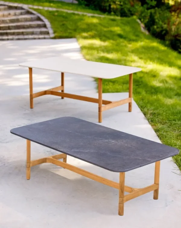 Cane-line Terrassenmöbel | Tische^Twist Couchtisch, 120 x 60 cm, Teakholz, – Travertin-Optik