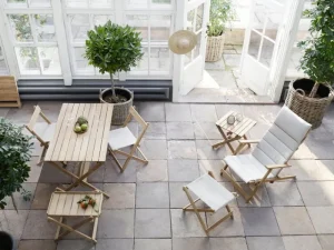 Carl Hansen & Su00f8n Terrassenmöbel^Carl Hansen & Søn BM5768 Liegestuhl-Fußhocker, Teakholz – Cremeweiß