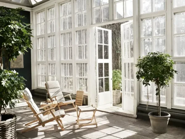 Carl Hansen & Su00f8n Terrassenmöbel^Carl Hansen & Søn BM5768 Liegestuhl-Fußhocker, Teakholz – Cremeweiß