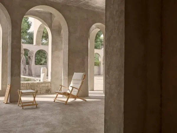 Carl Hansen & Su00f8n Terrassenmöbel^Carl Hansen & Søn BM5768 Liegestuhl-Fußhocker, Teakholz – Cremeweiß