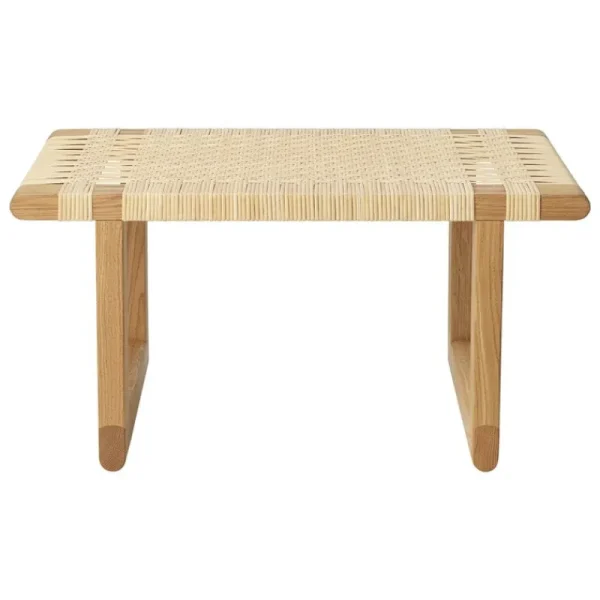 Fredericia Tische | Sitzgelegenheiten-Carl Hansen & Søn BM0488S Table Bench Beistelltisch, Kurz, Eiche Geölt - Rattan