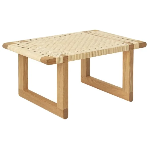 Fredericia Tische | Sitzgelegenheiten-Carl Hansen & Søn BM0488S Table Bench Beistelltisch, Kurz, Eiche Geölt - Rattan