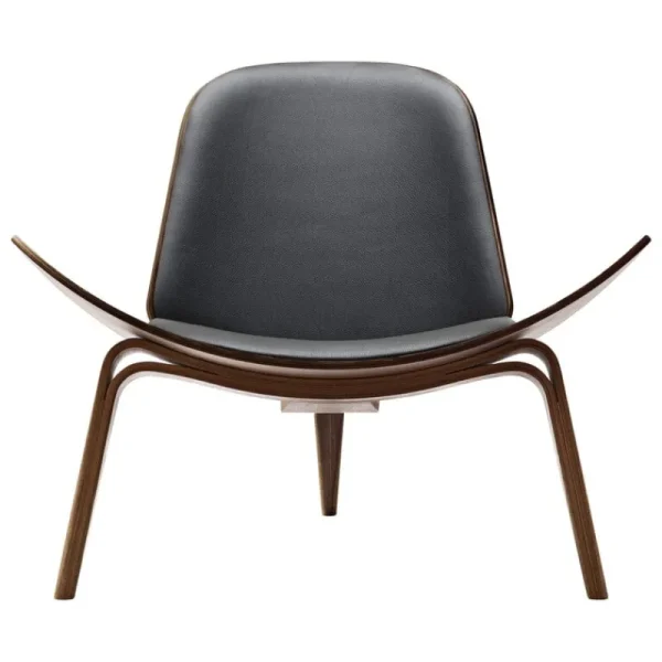 Carl Hansen & Su00f8n Sitzgelegenheiten-Carl Hansen & Søn CH07 Shell Loungesessel, Walnuss geölt - schw. Leder Thor 301