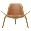 Carl Hansen & Su00f8n Sitzgelegenheiten-Carl Hansen & Søn CH07 Shell Loungesessel, Eiche geölt - cognacbr. Leder Sif 95