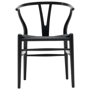 Audo Copenhagen Sitzgelegenheiten-Carl Hansen & Søn CH24 Wishbone Stuhl, Buche schwarz - Kordel schwarz