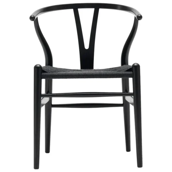 Audo Copenhagen Sitzgelegenheiten-Carl Hansen & Søn CH24 Wishbone Stuhl, Buche schwarz - Kordel schwarz
