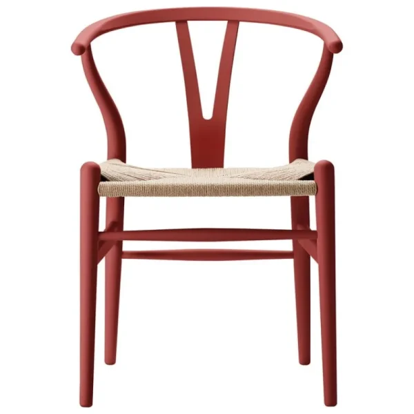 HAY Sitzgelegenheiten-Carl Hansen & Søn CH24 Wishbone Stuhl, sanftes Schwedenrot, Naturkordel