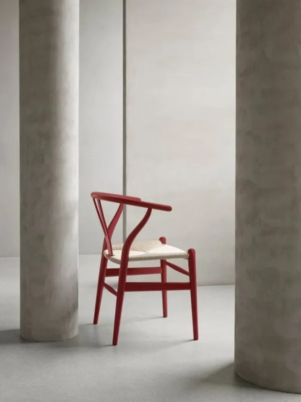 HAY Sitzgelegenheiten-Carl Hansen & Søn CH24 Wishbone Stuhl, sanftes Schwedenrot, Naturkordel