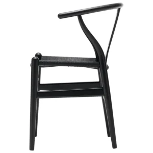 Audo Copenhagen Sitzgelegenheiten-Carl Hansen & Søn CH24 Wishbone Stuhl, Buche schwarz - Kordel schwarz