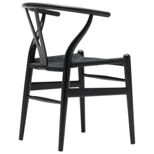 Audo Copenhagen Sitzgelegenheiten-Carl Hansen & Søn CH24 Wishbone Stuhl, Buche schwarz - Kordel schwarz