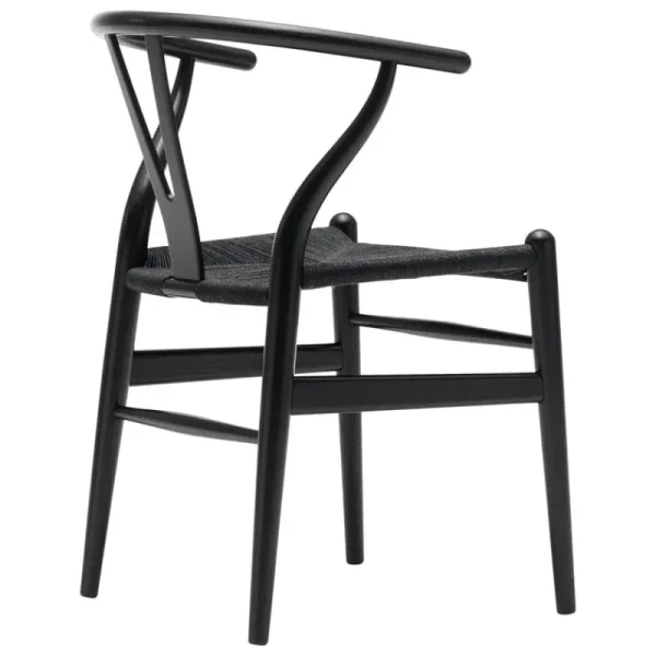 Audo Copenhagen Sitzgelegenheiten-Carl Hansen & Søn CH24 Wishbone Stuhl, Buche schwarz - Kordel schwarz