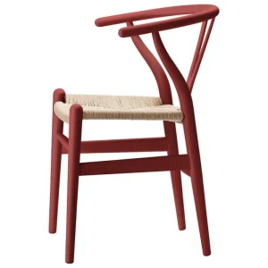 HAY Sitzgelegenheiten-Carl Hansen & Søn CH24 Wishbone Stuhl, sanftes Schwedenrot, Naturkordel