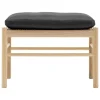 Yrju00f6 Kukkapuro Sitzgelegenheiten-Carl Hansen & Søn OW149F Colonial Fußhocker, Eiche Geölt, Schwarzes Leder (Thor 30