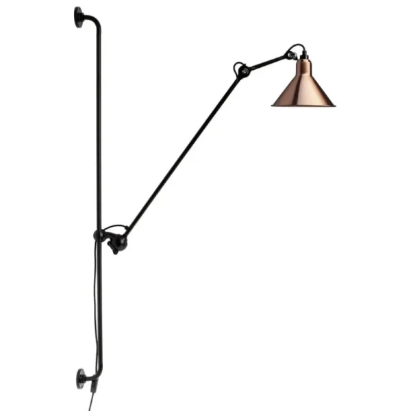 Sammode Wandleuchten-DCWéditions Lampe Gras 214 Wandleuchte, konischer Schirm, Schwarz – Kupfer